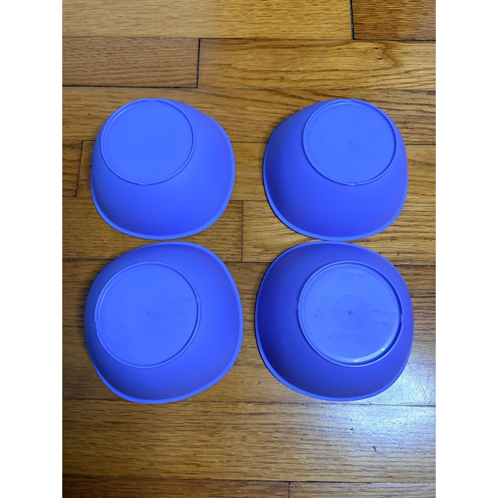 Tupperware Purple blue Snack Bowls Set of 4 400ml 1 3/4 Cups 3514B-6